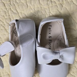 White Kids Dress Shoes with Bow